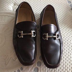 Ferragamo Men Loafers Shoes Brown Size 12
